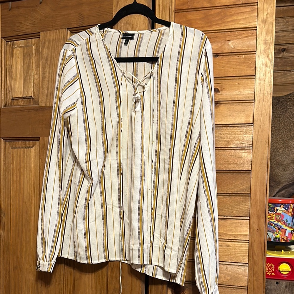 Striped Lace-Up Blouse